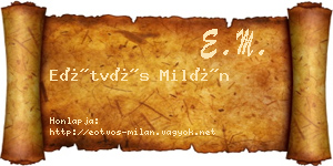 Eötvös Milán névjegykártya